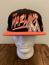 MIAMI Marlins New Era Retro Snapback Hat Cap 9Fifty Orange Black Excellent Rare