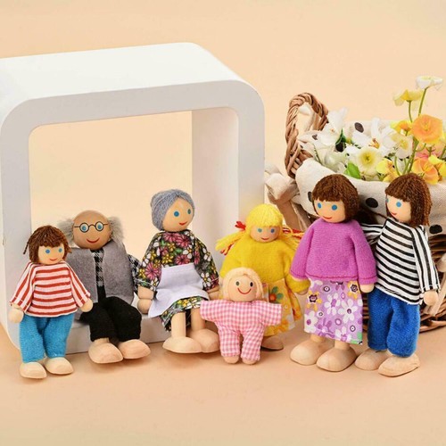 Doll House Furniture Wooden Set People Family Dolls Toy For Kid Children Gift - Bild 3 von 39