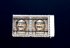 US Stamp Pair - 1925 Nathan Hale #551 Precancel WESTFIELD MA Mint NG r33