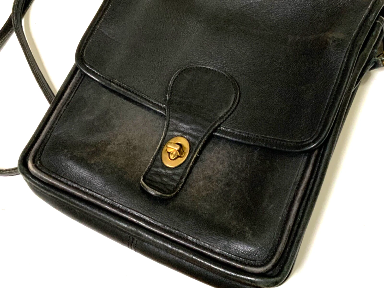 Borsa stazione Coach vintage in pelle marrone E6L 5130 con cinturino