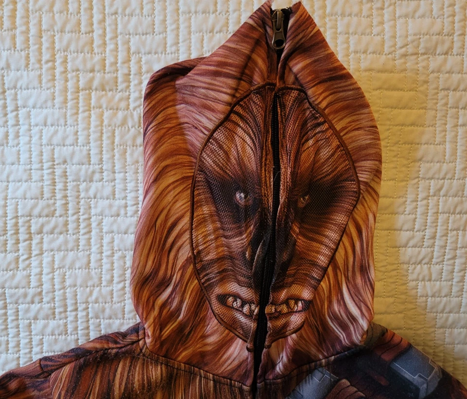 Star Wars Chewbacca Brown Long Sleeve Hooded Halloween Costume/ Boys Med. Fleece - Image 3 of 4