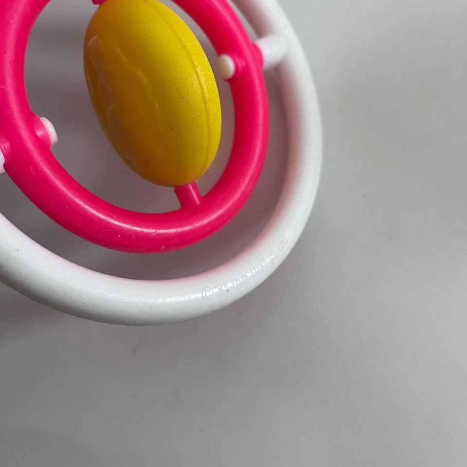 VTG The First Years Spinning Teether Baby Toy Bunny Rabbit Pink White 1981 - Image 3 of 4