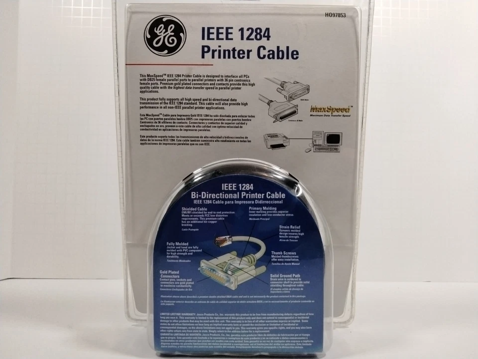 IEEE 1284 Printer Cable GE HO97583 MaxSpeed 10ft. Gold Plated Connectors - Image 2 of 4