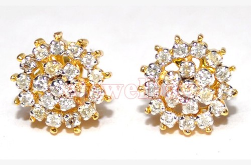 Boucles D'oreilles Clous En Or 14K Rose Avec Diamants 0,22 Ct - Neuf Avec étiquettes - Diamants Certifiés