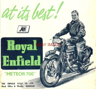 1954 Anzeige Royal Enfield ''METEOR 700'' Motorrad (2) Magazin Cover Print 731H