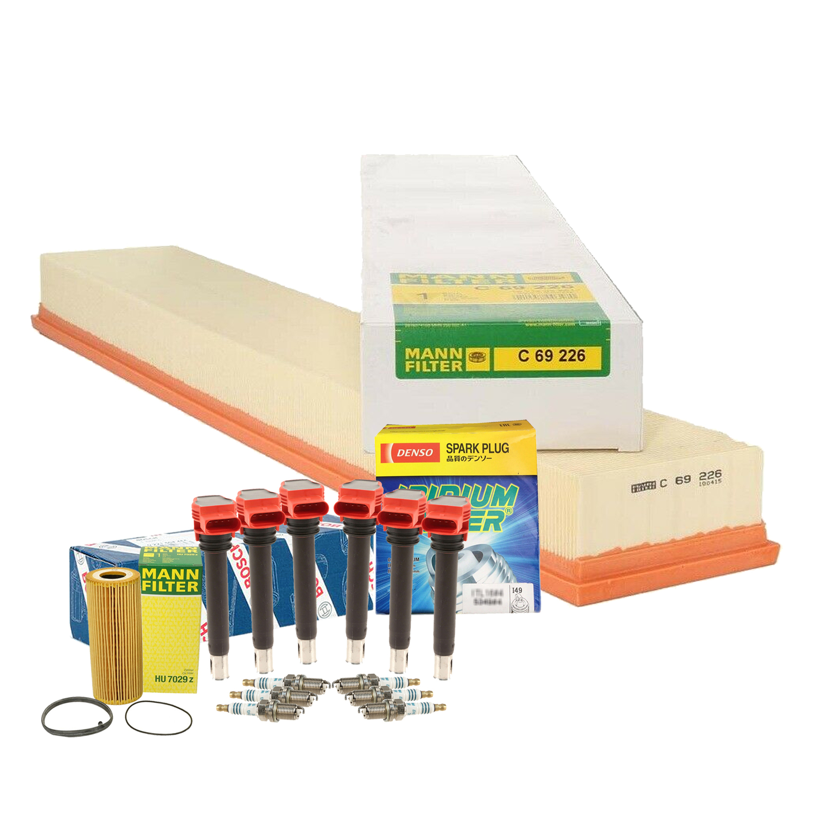 Mann Filter Bosch 6 Coil Denso 6 Iridium Power Spark Plug Tune Up Kit