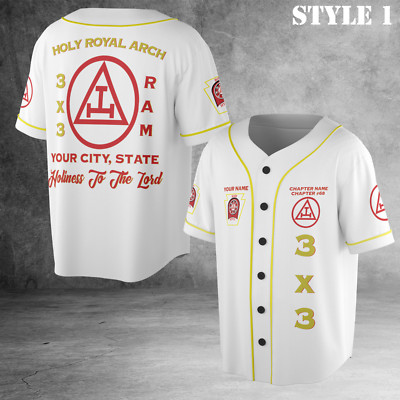 Custom Name Holy Royal Arch Masonry York Rite Freemason 3D Baseball Jersey S-5XL