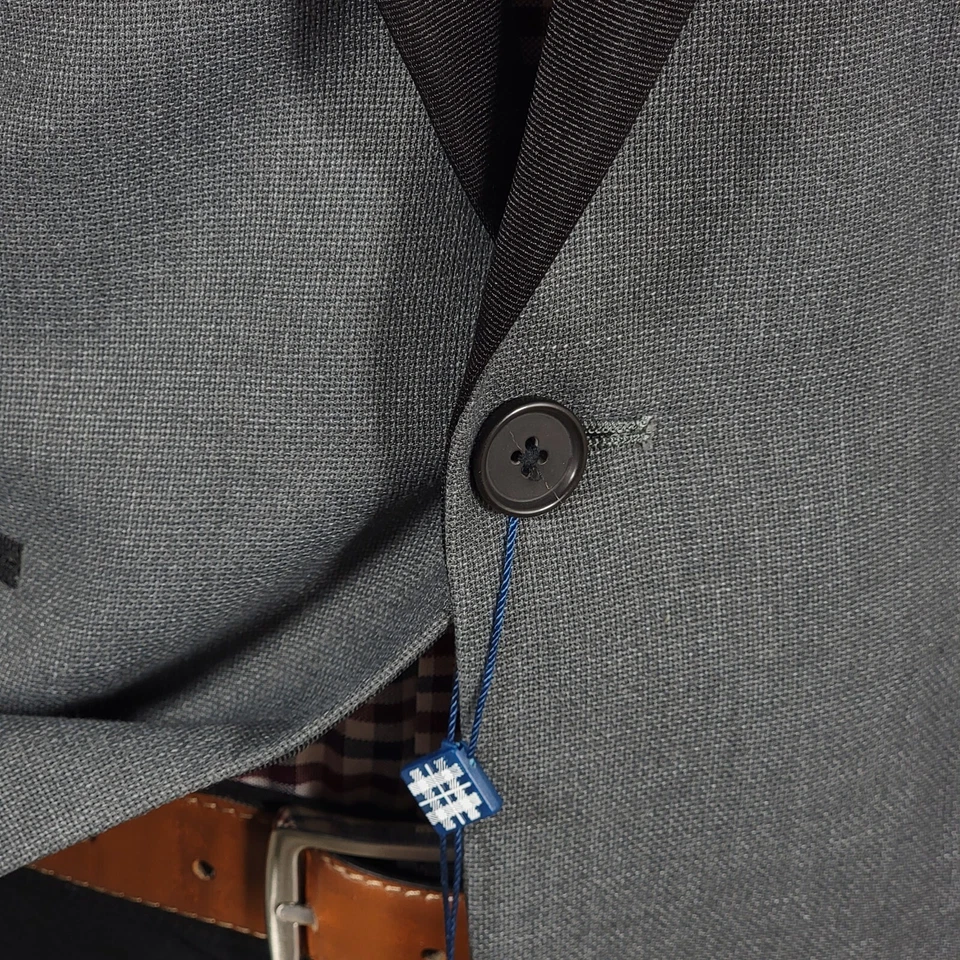 Мужская обеденная куртка блейзер Ryan Seacrest Distinction серая на одной пуговице 40R - Изображение 3 из 4
