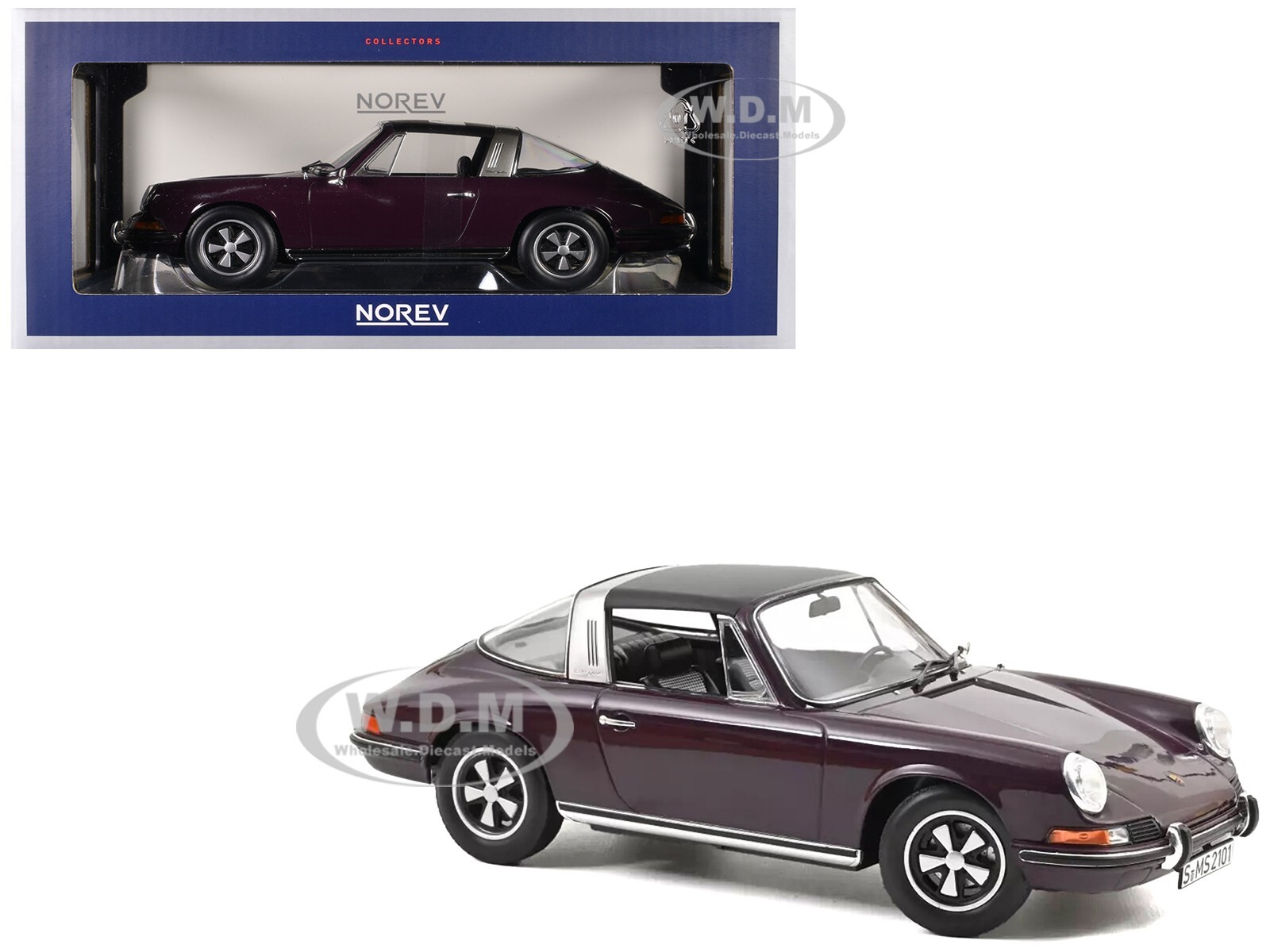 1971 Porsche 911 T Targa Violet 1/18 Diecast Model Car by Norev 187644