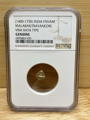 1400-1750 India Fanam Malabar / Travancore Vira Raya Type Genuine NGC