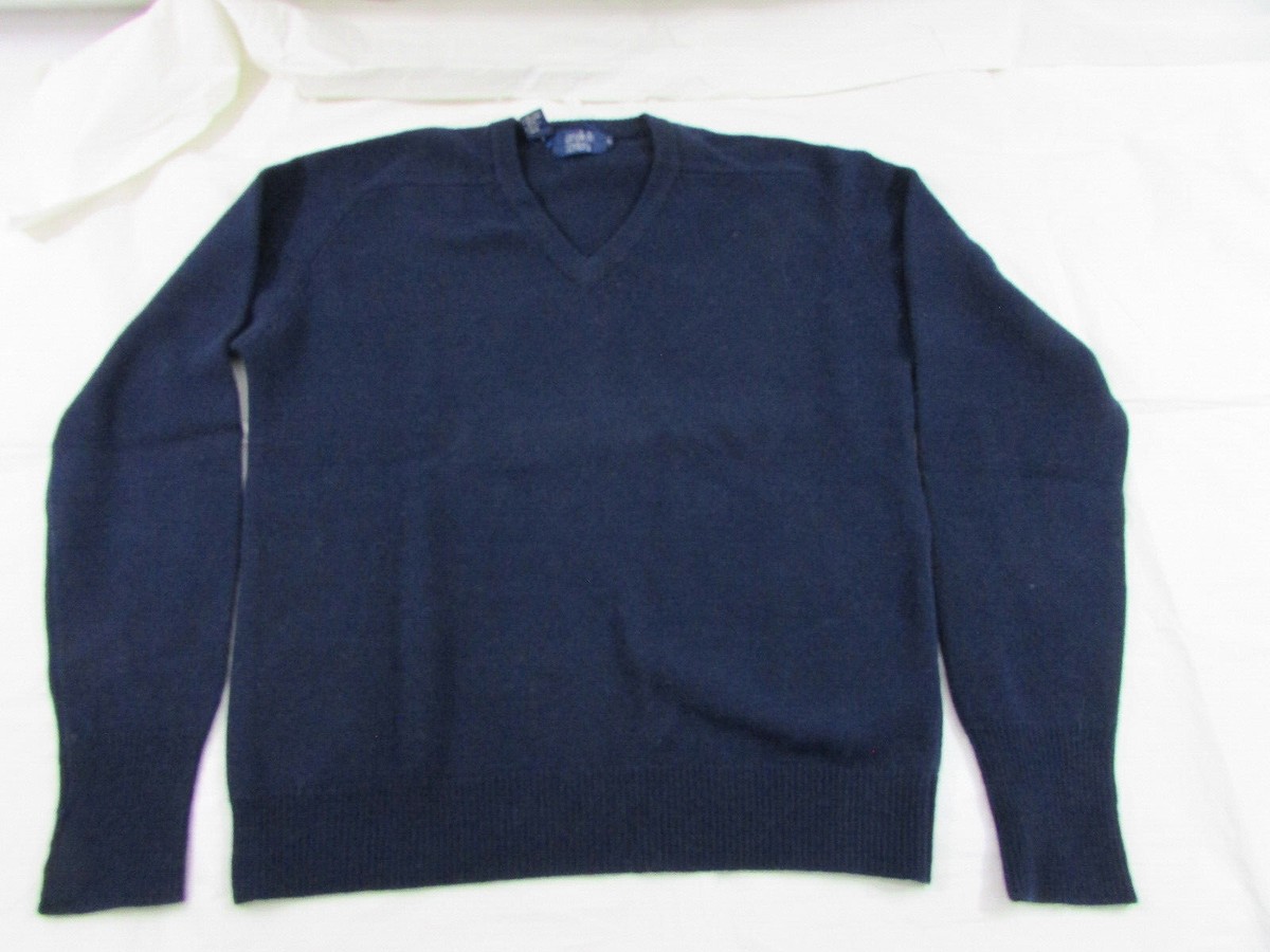 Vintage Twentieth Century Men's Large Navy Blue V-Neck Sweater 100