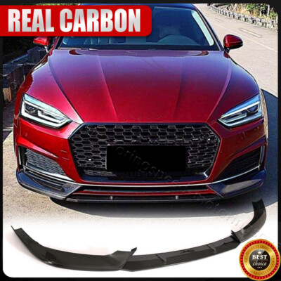 Front Bumper Lip Chin Spoiler REAL Carbon Fiber For Audi A5 B9 Sline S5 2017-19