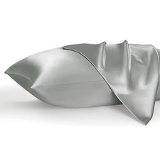 Bedsure Satin Pillowcase Hair and Skin Queen 20x30 Inch Set of 2 Silver Grey