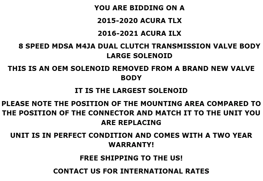 NEW OEM! 2015-2021 Acura ILX TLX DCT Transmission Valve Body Solenoid Large - Image 2 of 4