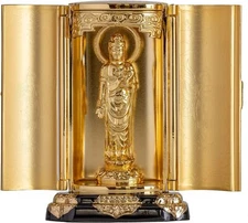 Avalokiteshvara Jibo Kannon Bosatsu Buddhist scroll Takaoka craft Gilt Shrine