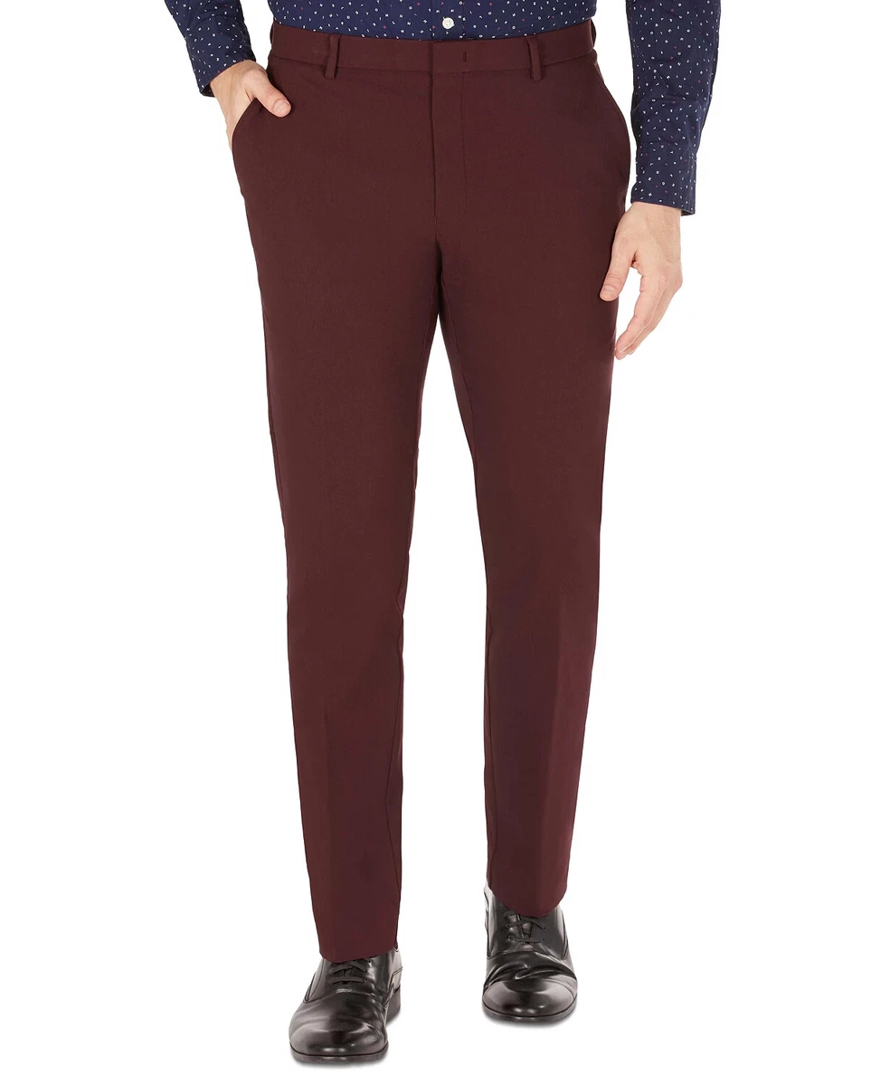 NEW Tommy Hilfiger Men s Modern Fit THFlex Stretch Pants Wine 38x30 MSRP 125