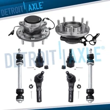 8pc 2WD Front Wheel Bearing Hubs Sway Bars for Silverado Sierra 2500HD 3500HD