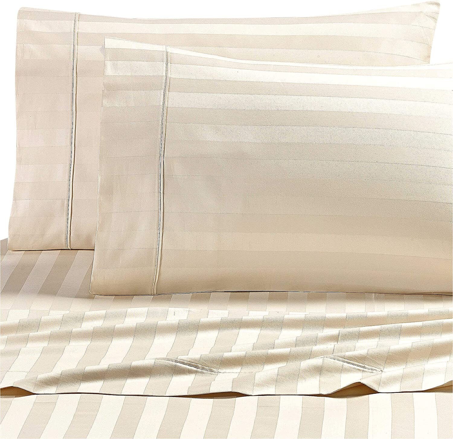 Wamsutta Dream Zone 1000 TC Pillow Cases Set of 2 Standard Ivory Stripe