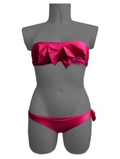SeXy Damen Bandeau Micro Bikini Set Pink Schleifchen Gogo Bademode S/M