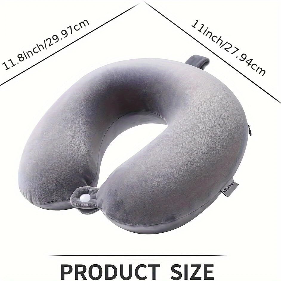 Memory Foam Travel Neck Pillow for Support - Compact & Luxurious Grey Design Memory Foam Travel Neck Pillow for Support - Compact & Luxurious Grey Design