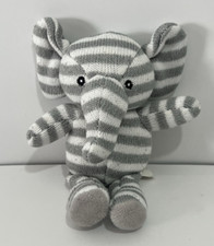 Kellytoy Gray White Striped Elephant Plush Rattle Toy 7" Baby Knit Lovey 2018
