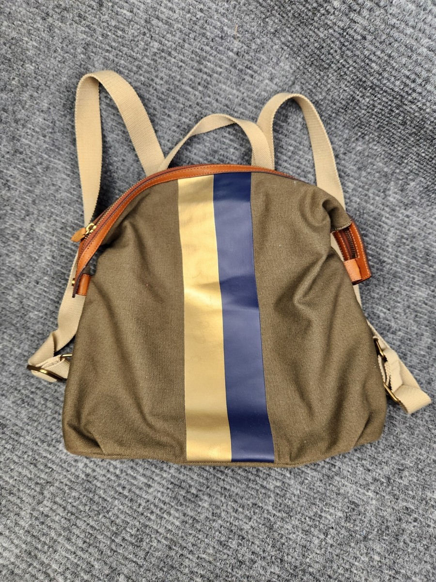 G.I.L.I. Canvas Backpack OLIVE Stripe Zip Top Adjustable  display picture 3