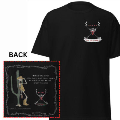 Cue Slingers Drunken Poet T-Shirt Billiards Game Pool Player League Custom Black