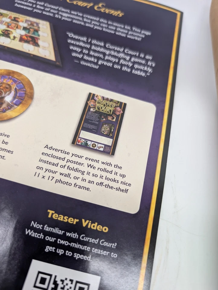 Atlas Games Cursed Court Board Game - Promotional Kit W/Token Set, Poster, Etc - Image 3 of 4