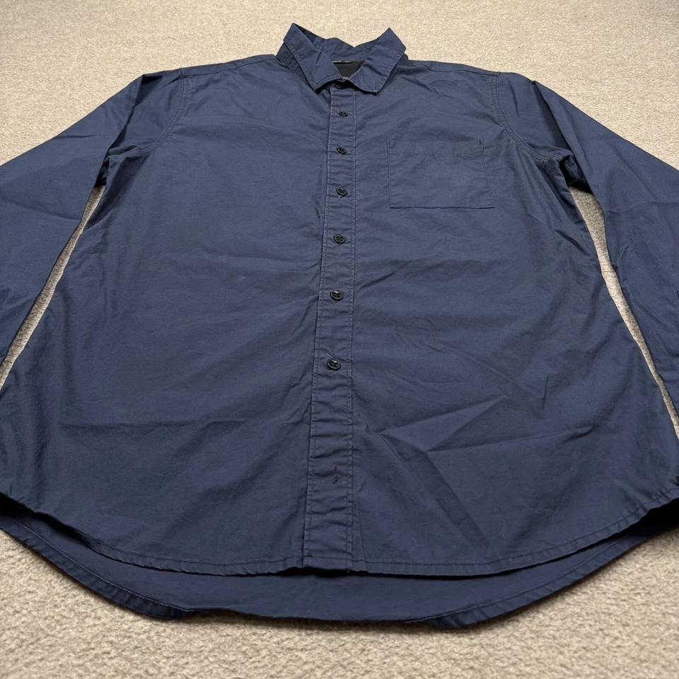 Camisa Krew Abotonada Para Hombre Talla M Azul Manga Larga Cuello Skateboarding Patinador Foto 3 de 4