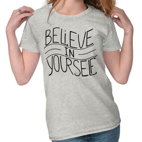 Believe In Yourself inspirierendes Zitat Geschenk Damen Top Junior Grafik T-Shirt - Bild 11 von 11