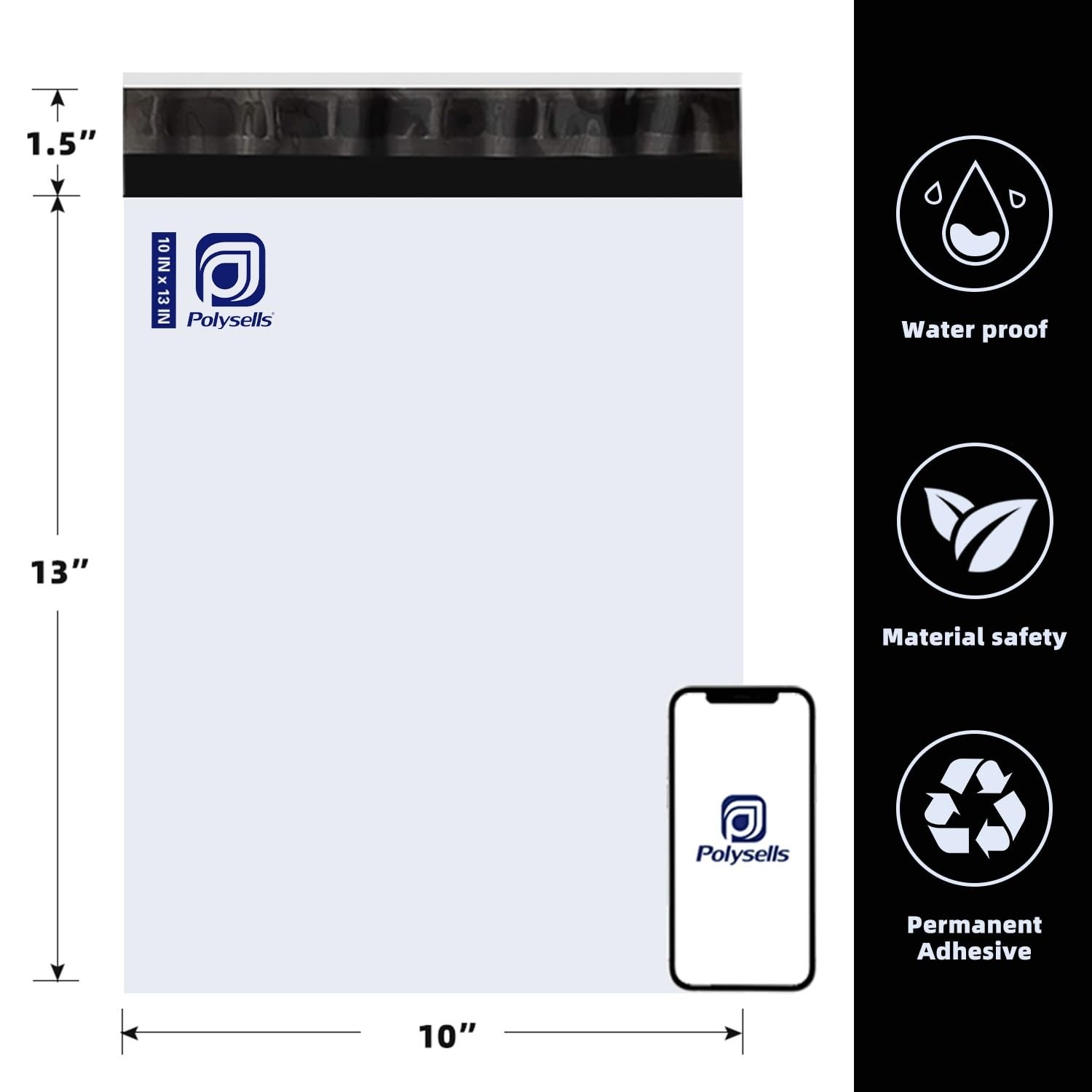 POLYSELLS Poly Mailers Shipping Envelopes, Strong Adhesive Sealing, Waterproof,