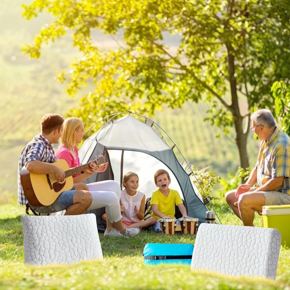 Compact Cooling Shredded Memory Foam Travel & Camping Pillow with Compression Bag