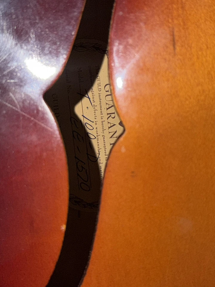 Guild 1960’s T-100d 1570ee Slim Jim Hollowbody Electric Guitar w/Original Case - Image 4 of 4