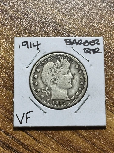 1914 P Barber Silver Quarter VF Very Fine Condition U.S. 25c Coin (Raw13735) (O)