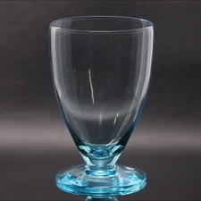 Crystal Azure Blue Wine Goblet Juice Glass 4 5/8" H Vintage
