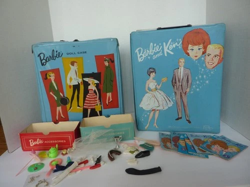 1964 Vintage BARBIE and KEN Doll Carrying Case by Mattel - Double & Single