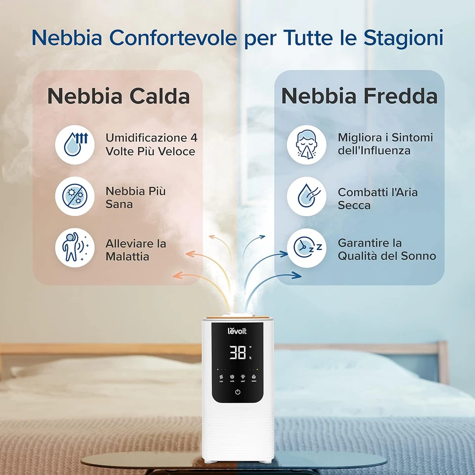 Oasismist Smart Umidificatore Ambiente, Top Fill, 4.5L/45H Di Durata a 40 ㎡, Neb - Immagine 3 di 4