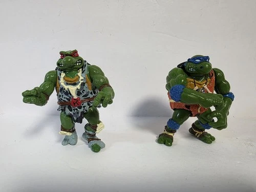 Vintage 1993 Cave Turtle Raph & Leo TMNT Teenage Mutant Ninja Turtles Figures