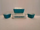 Vintage Pyrex Refrigerator Dish Set 4 piece Horizon Blue