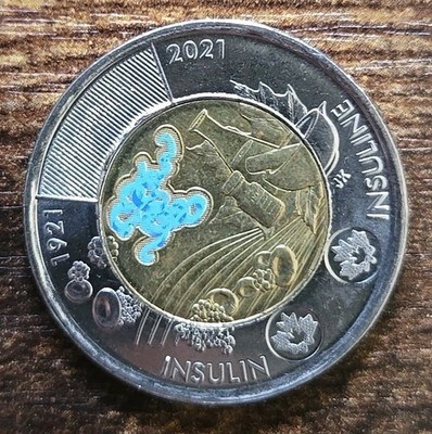 2021 Canadian CANADA COLOR TOONIE $2 Dollar Coin 100th Ann. Discovery Of Insulin
