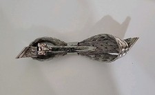 Vintage Herringbone Textured Layered Bow Hair Clip Barrette Silver Tone