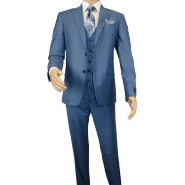Мужской костюм BERLUSCONI Турция, 100% итальянская шерсть Super 180s, 3 шт., #Ber25 Синий