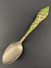 Los Angeles Gilded Sterling Silver Enamel Fruit Motif Souvenir Spoon 5.75