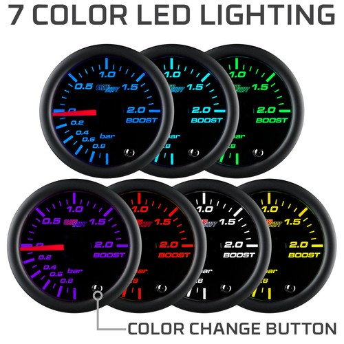 GlowShift 52mm Tinted 7 Turbo 2.0 BAR Boost Gauge w. 7 Color LED Display - Bild 3 von 5
