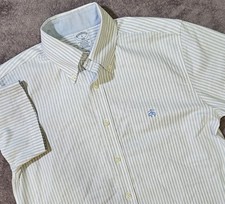 Brooks Brothers Shirt Men's Small Blue White Oxford Regular Fit Non-Iron Stretch