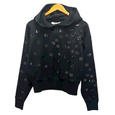 Valentino VALENTINO Hoodie Pullover Sequin Decor Long Sleeve S Black Ladies