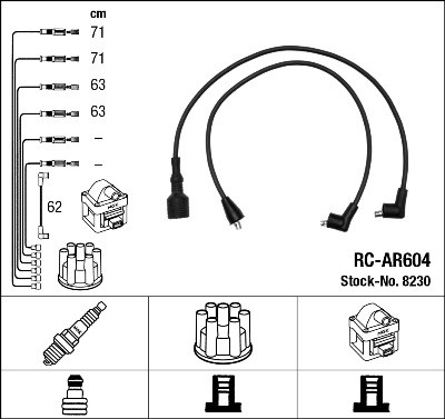 8230 IGNITION CABLE SET LEADS KIT NGK FOR ALFA ROMEO 33 1.2L,1.3L,1.5L,1.7L - Picture 2 of 6