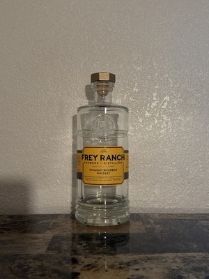 Frey Ranch Straight Bourbon Whiskey Collectible Empty Clear Liquor Bottle 750ml
