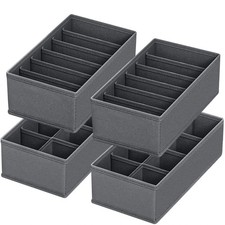 4 PACK Sock Underwear Drawer Organizer Dividers, Collapsible Cabinet Closet