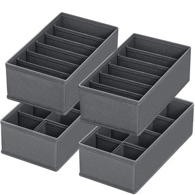 4 PACK Sock Underwear Drawer Organizer Dividers, Collapsible Cabinet Closet